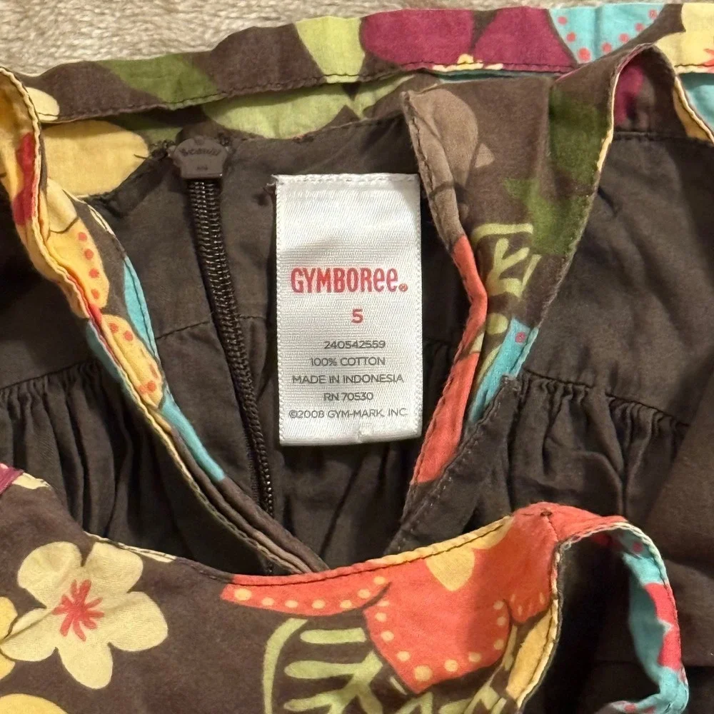 Gymboree Girls Brown Floral Halter Sun Dress Cotton Size 5